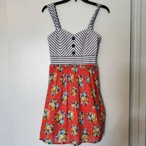 Jodi Kristopher Floral and Striped Dress